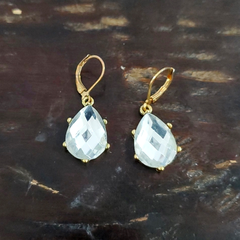 Joan Rivers Gold and Clear Teardrop Earrings